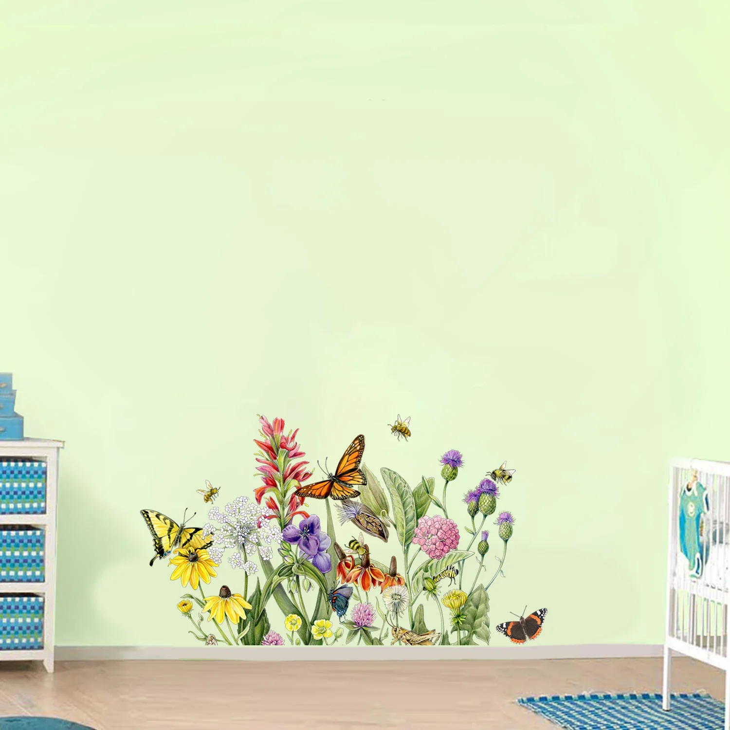 Цветочное растение бабочка наклейки на стену детская комната потолок крыша