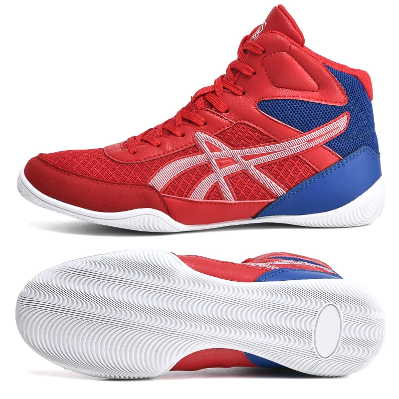 

New Professional Boxing Shoes High Ankle Men Big Size 36-45 Gold Light Weight Boxing Boots Men Quality Wrestling Sneakers