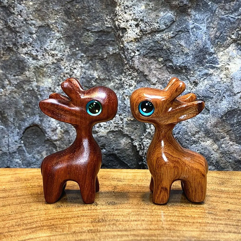 

Wood Carving Animals Desktop Ornaments Home Decoration Creative Wooden Lucky Deer Small Crafts Log Gifts Event Souvenirs