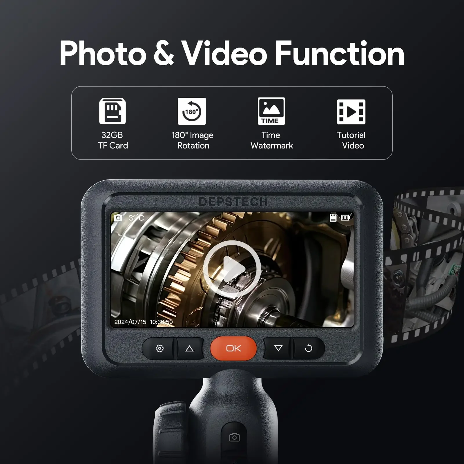 Фото Эндоскопическая камера DEPSTECH DS650-SL-1,5M 1080P, 210 °   Двусторонний шарнир, гибкая трубка длиной 1,5 метра, TF-карта 32 ГБ, регулируемый светодиод №2