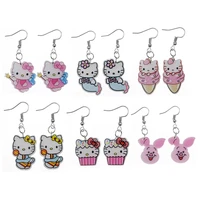 sanrio hello kitty earrings kawaii fun korean earrings acrylic earrings cute cartoon girls happy birthday girl heart gift