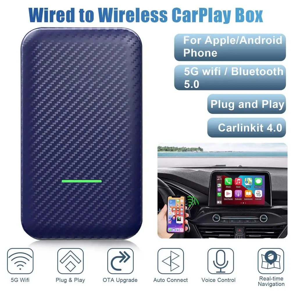 

Carlinkit 4.0 Car Adapter Compatible For Carplay To Wireless Compatible For Carplay Android Auto Box