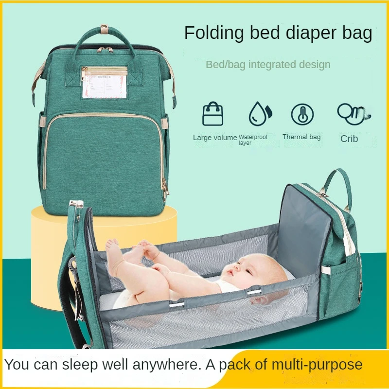 

New Portable Foldable Mommy Diaper Bag Newborn Baby Bed Backpack Crib Bassinet Travel Convenience Free Send Hooks