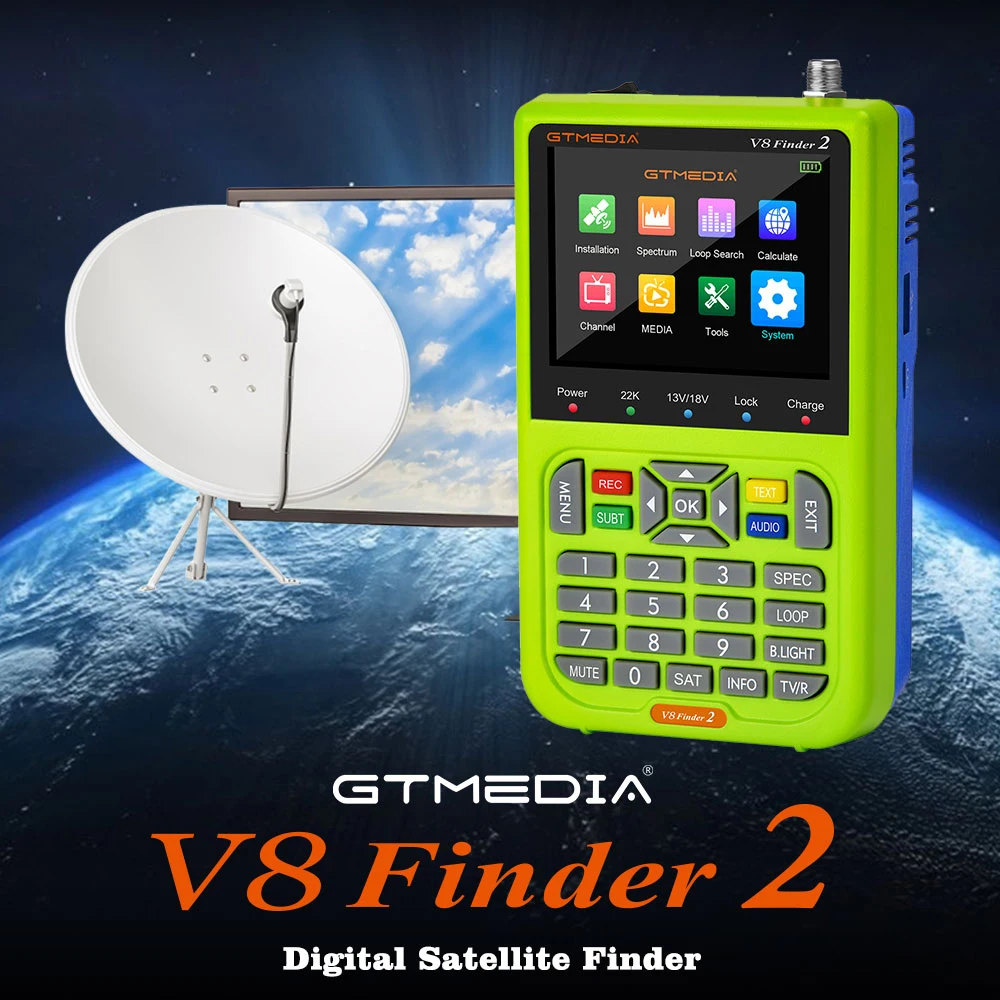 

GTMEDIA V8 Finder 2 Pro Meter Satellite Signal Finder DVB-S2X/S2/S H.264/H.265 Portable 3.5 Inch Highing Definition LCD Screen