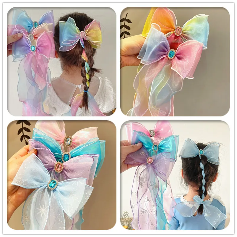 Новинка Детские аксессуары для волос девочек Радужная пряжа принцессы с