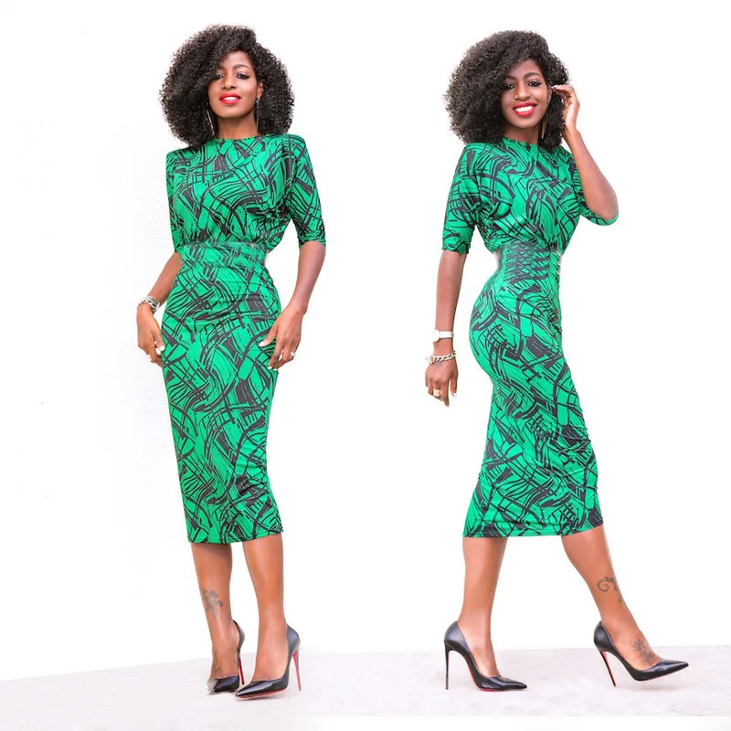 

Новая женская юбка-карандаш средней длины с круглым вырезом и рукавом 2023