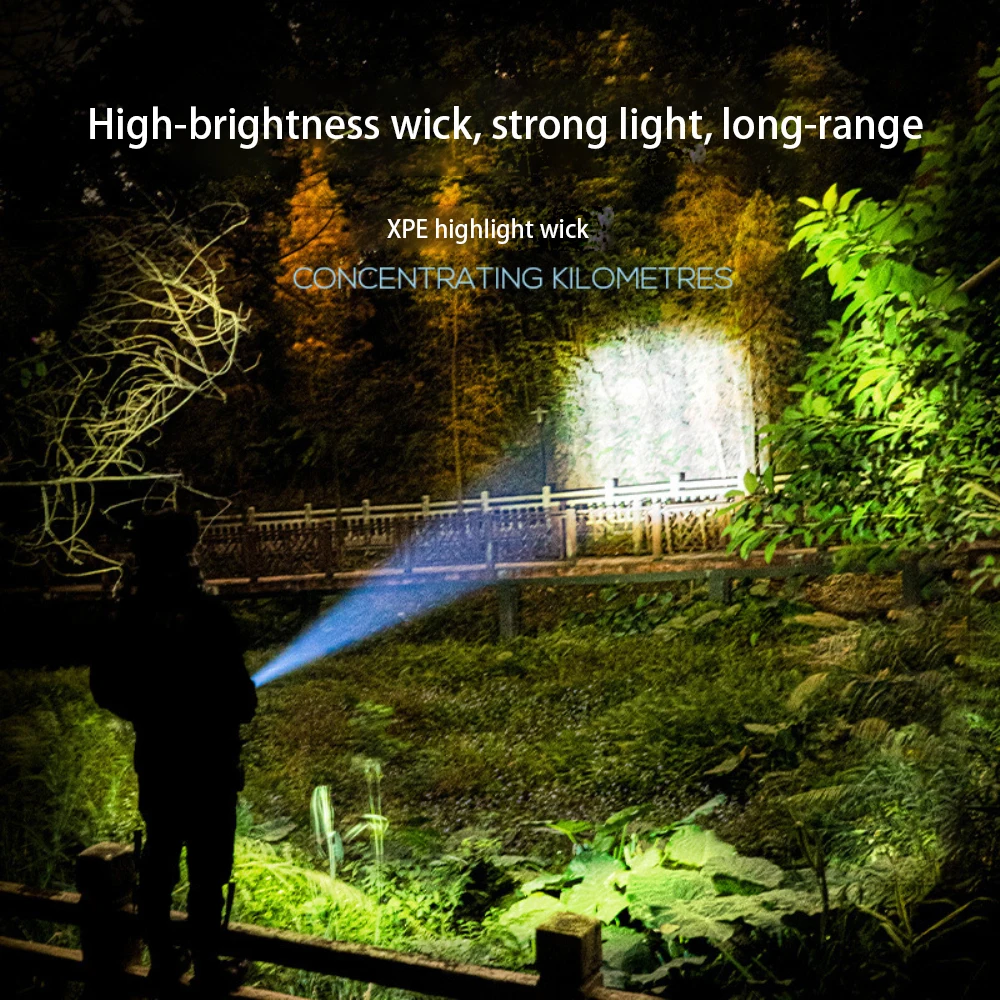 Мощный фонарик сильный фонарь перезаряжаемый от USB зум рыбалка охота гигантский