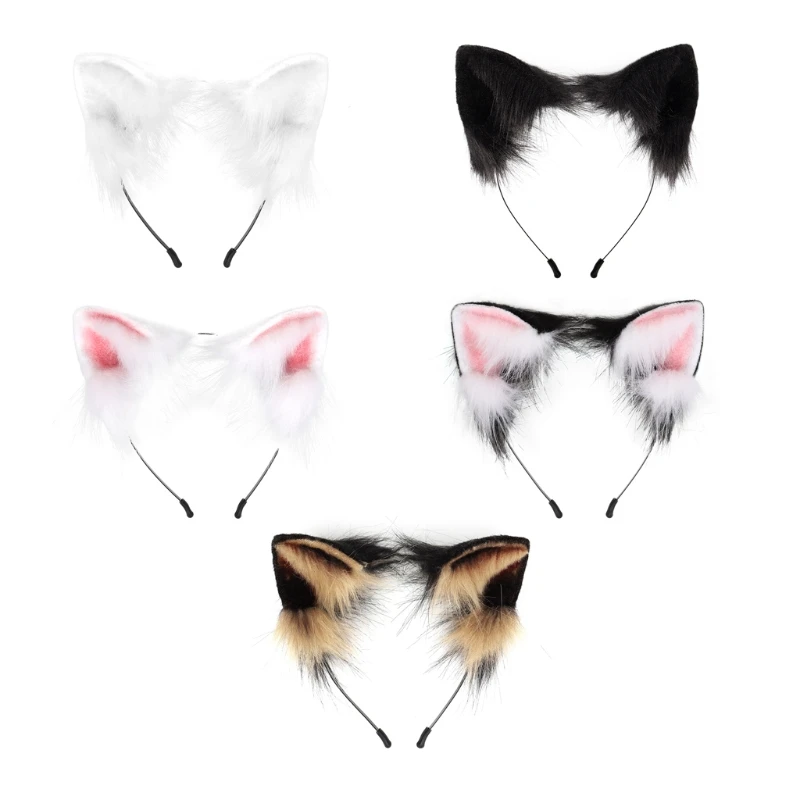 

Furry Headwear Animal for Cat Ears Cosplay Party Costume Hair Accessories