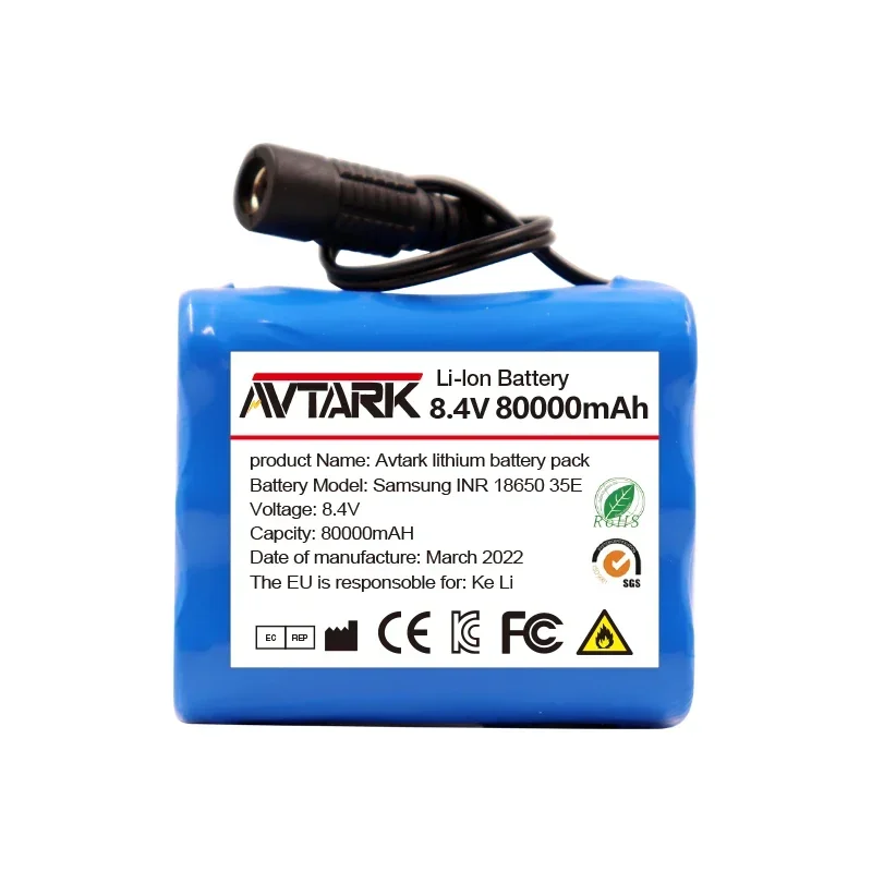 Новый литий-ионный перезаряжаемый аккумулятор 18650 8 4 в 80000 мАч 80 Ач 6X для