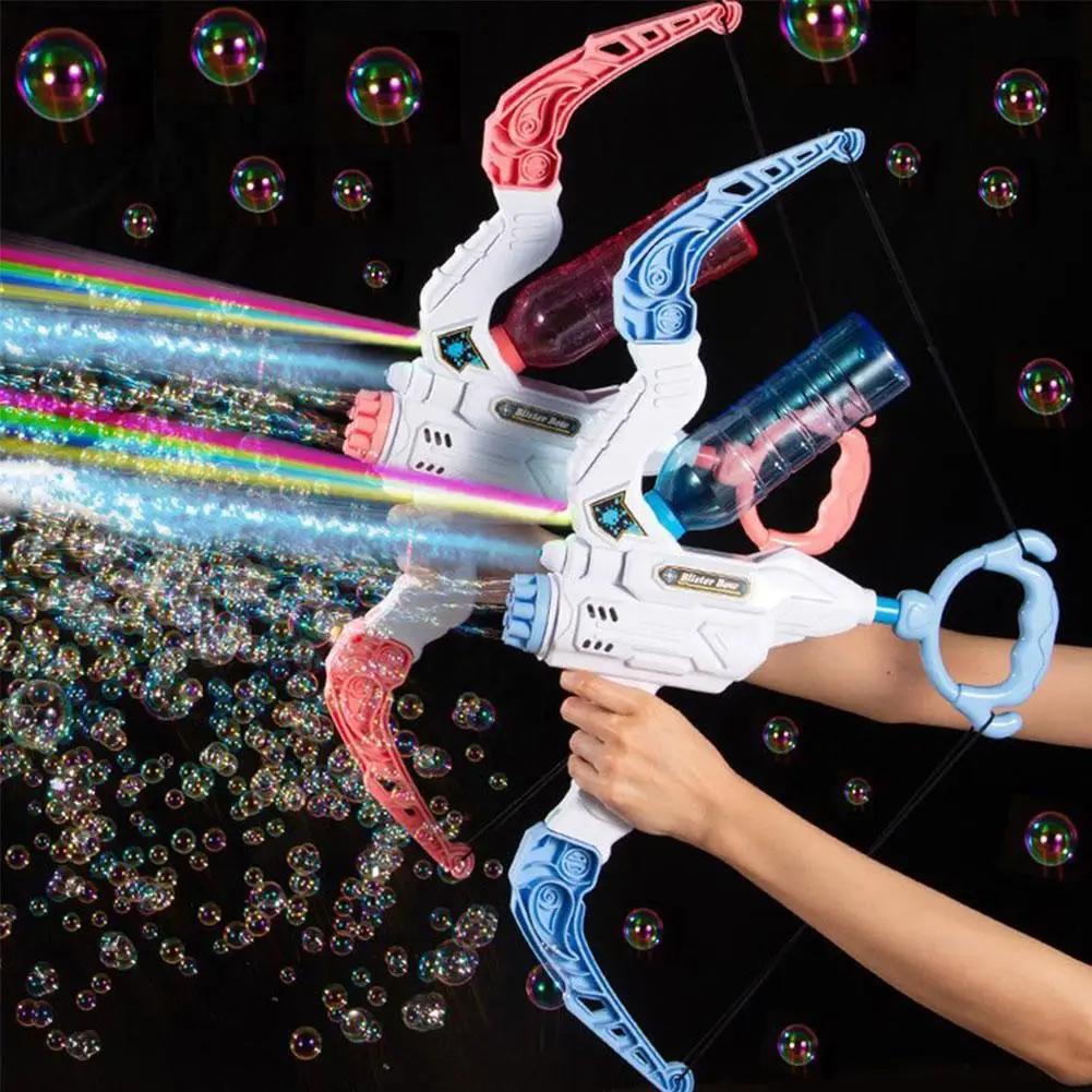 

Electric Bazooka Bubble Gun 2 In 1 Automatic Bubble Launcher Water Gun Soap Bubble Machine Water Gun Toy for Gift Bow and Arrow