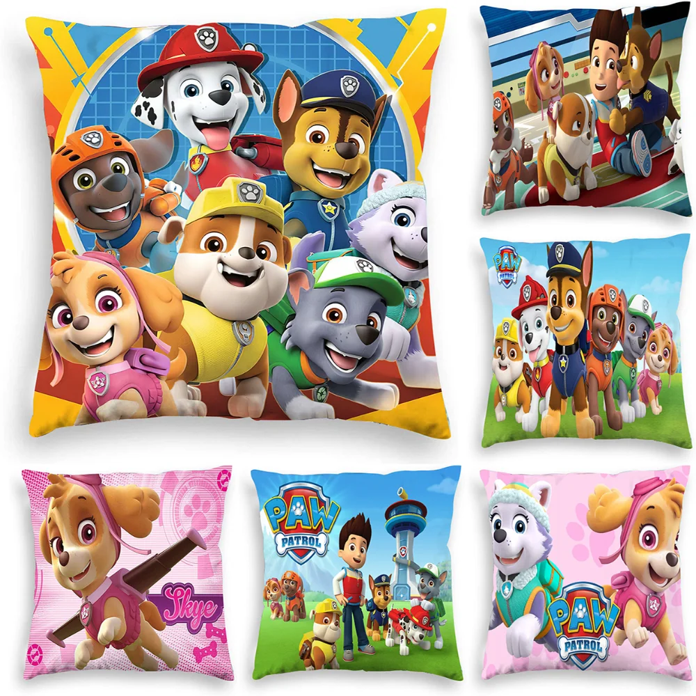 

45x45cm Cartoon Paw Patrol Pillow Case Cover Cushion Cover Home Sofa Decorative Puppy Chase Skye Cushion Car Lumbar Pillow Cover