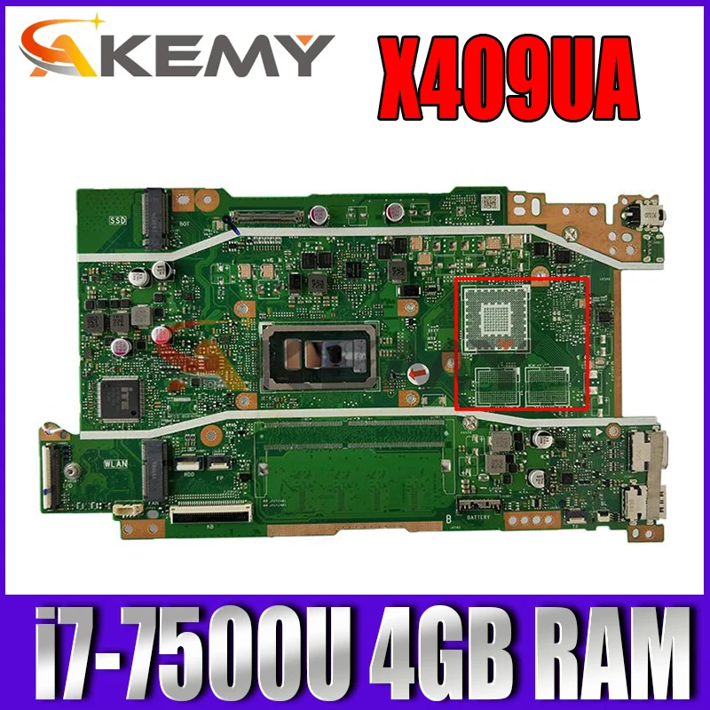 

X409UA mainboard For asus vivobook X409 X409U X409UJ F409U A409U Laptop motherboard W/ i7-7500U 4GB RAM Tested full 100%