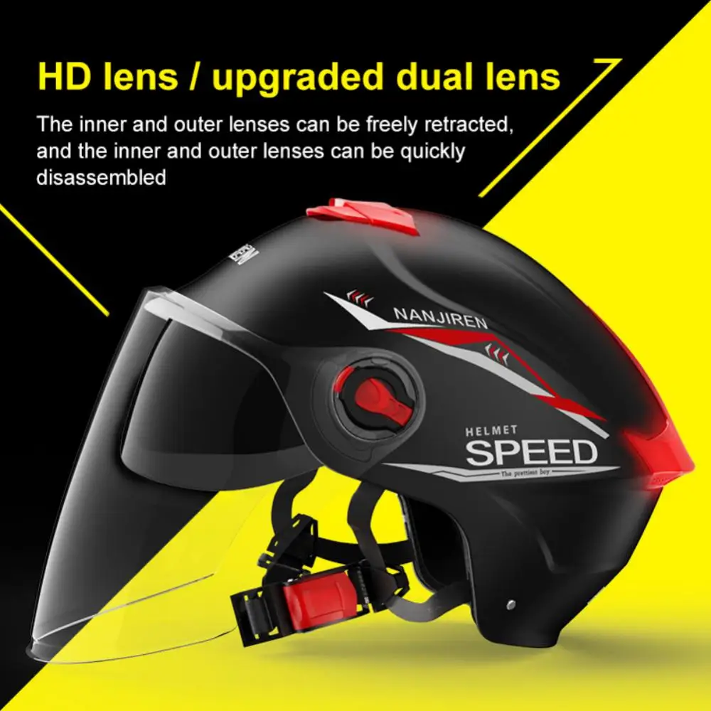 Helmets Electric Bicycle Helmet Open Face Dual Lens Visors M