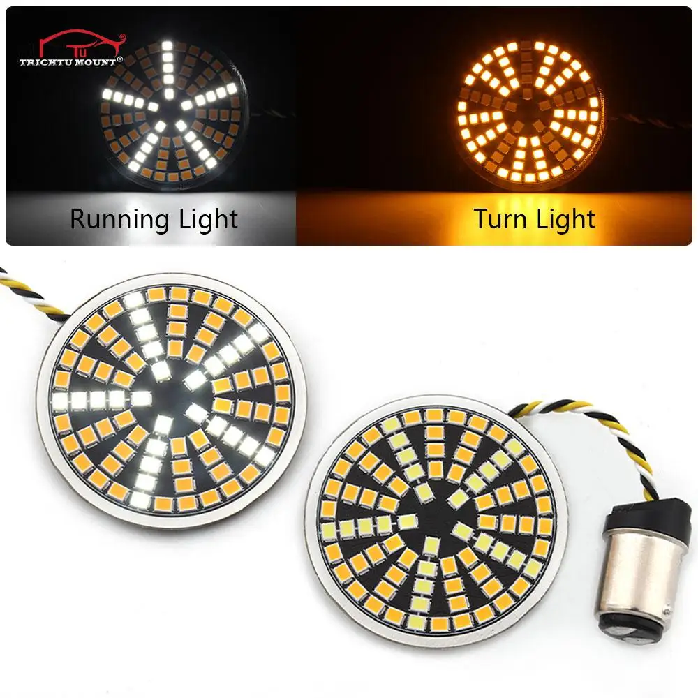 

Motorcycle 1157 2inch LED Rear Turn Signal Indicator Lights For Harley Touring Electra Glide Road King with White Running Lights