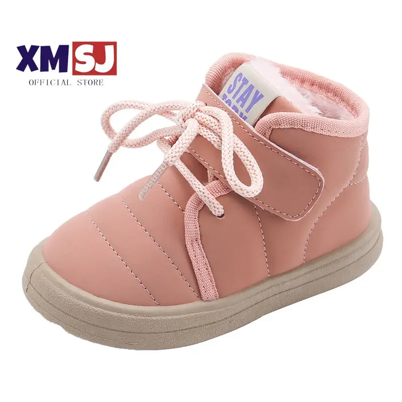 

Baby Kids Casual Shoes Winter Concise Style Warm Light Children Boots Solid Color 17-28 Hook-loop Light Fashion Boys Girls Flats