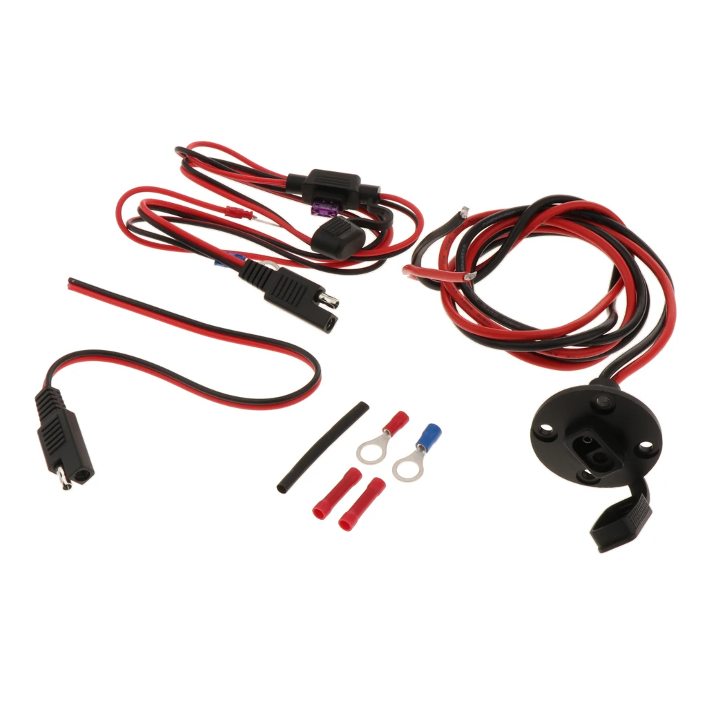 

12AWG 18AWG Gauge SAE Extension Cable, SAE Power Socket Sidewall Port, SAE