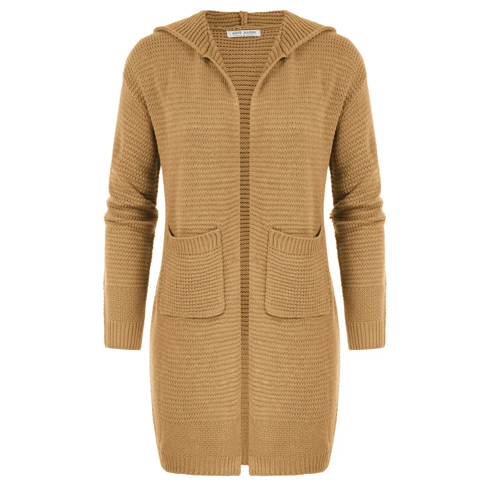 

KK Women Hooded Cardigan Long Sleeve Long Sleeve Open Front Dropped Shoulder Open Front Sweater Lightweight Soft Knit Outerwear