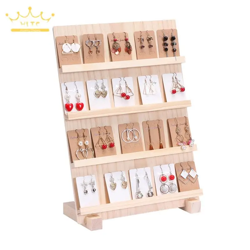 Solid Wood Multi-Layer Jewelry Display Stand Earrings Mobile Phone Wallet Wooden