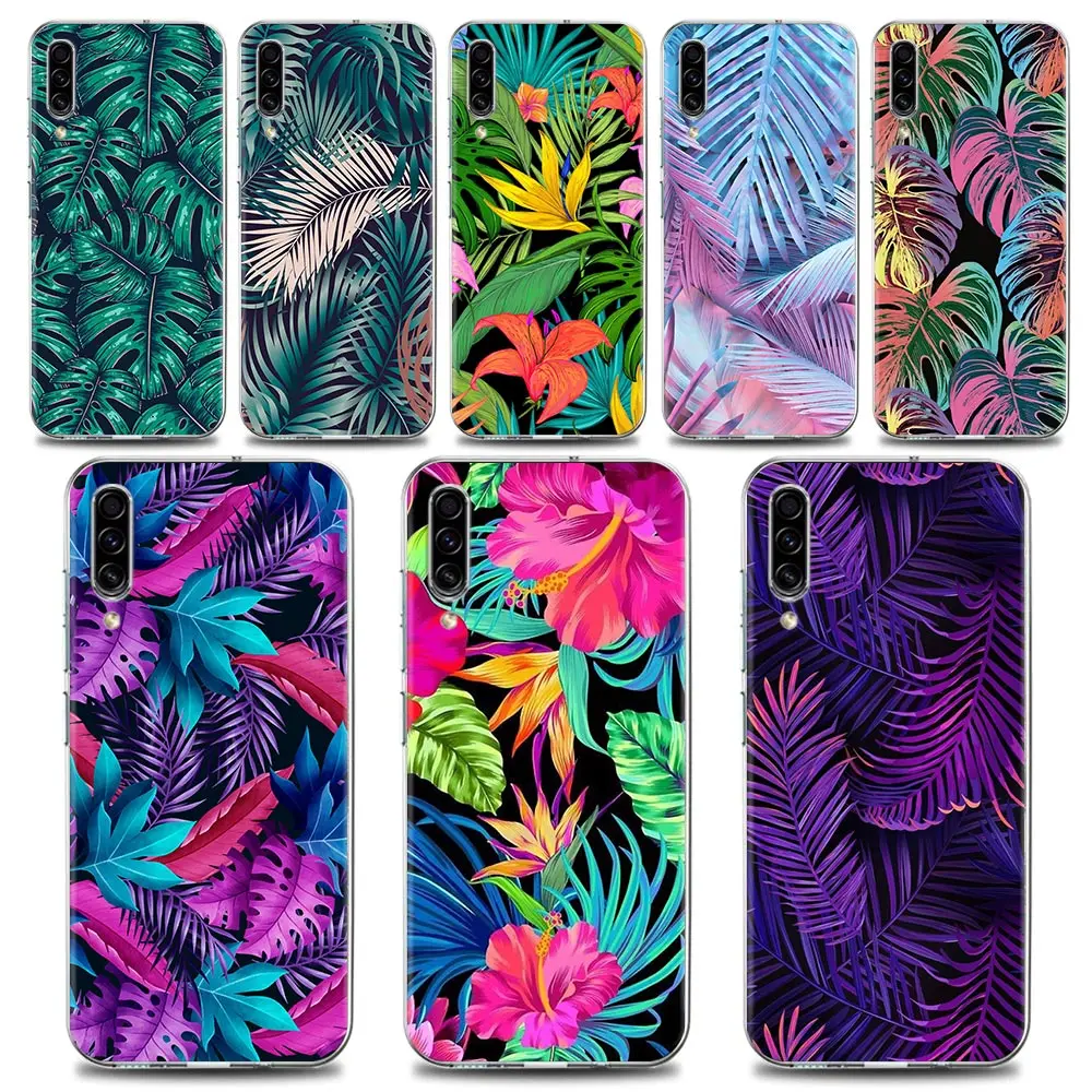 

Beautiful Banana Leaf Flowers Clear Phone Case for Samsung A70 A50 A40 A30 A20e A10 A02 Note 20 10 9 8 Plus Lite Ultra 5G Case