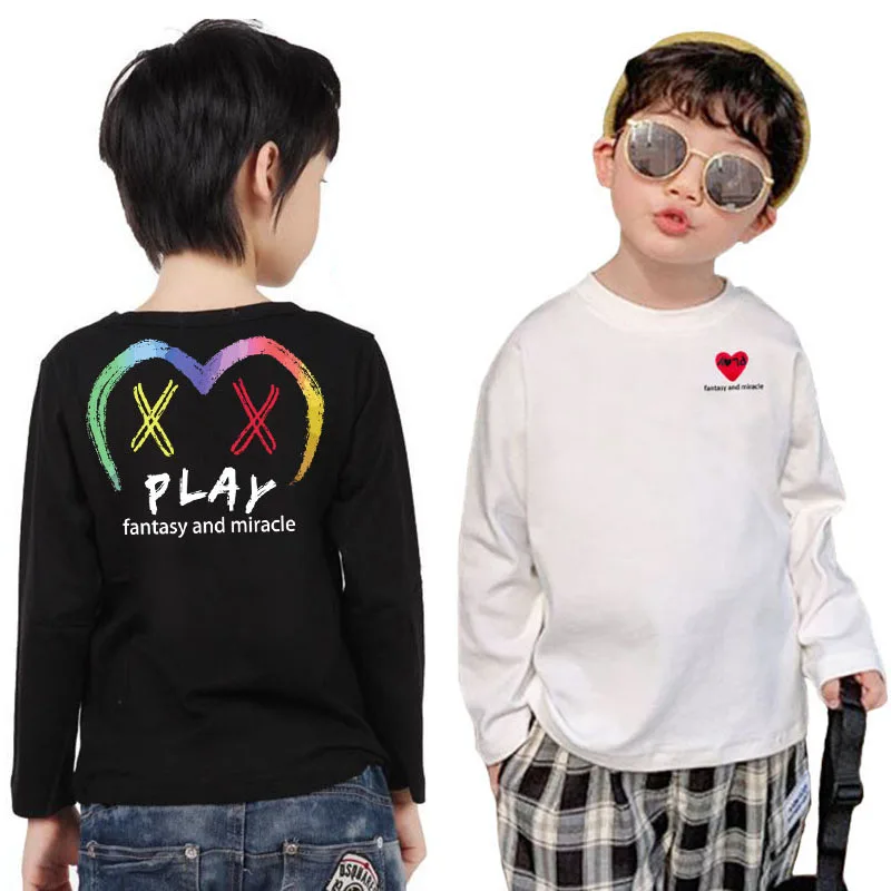 

Футболка для мальчиков и девочек, с длинным рукавом, с вышивкой на спине