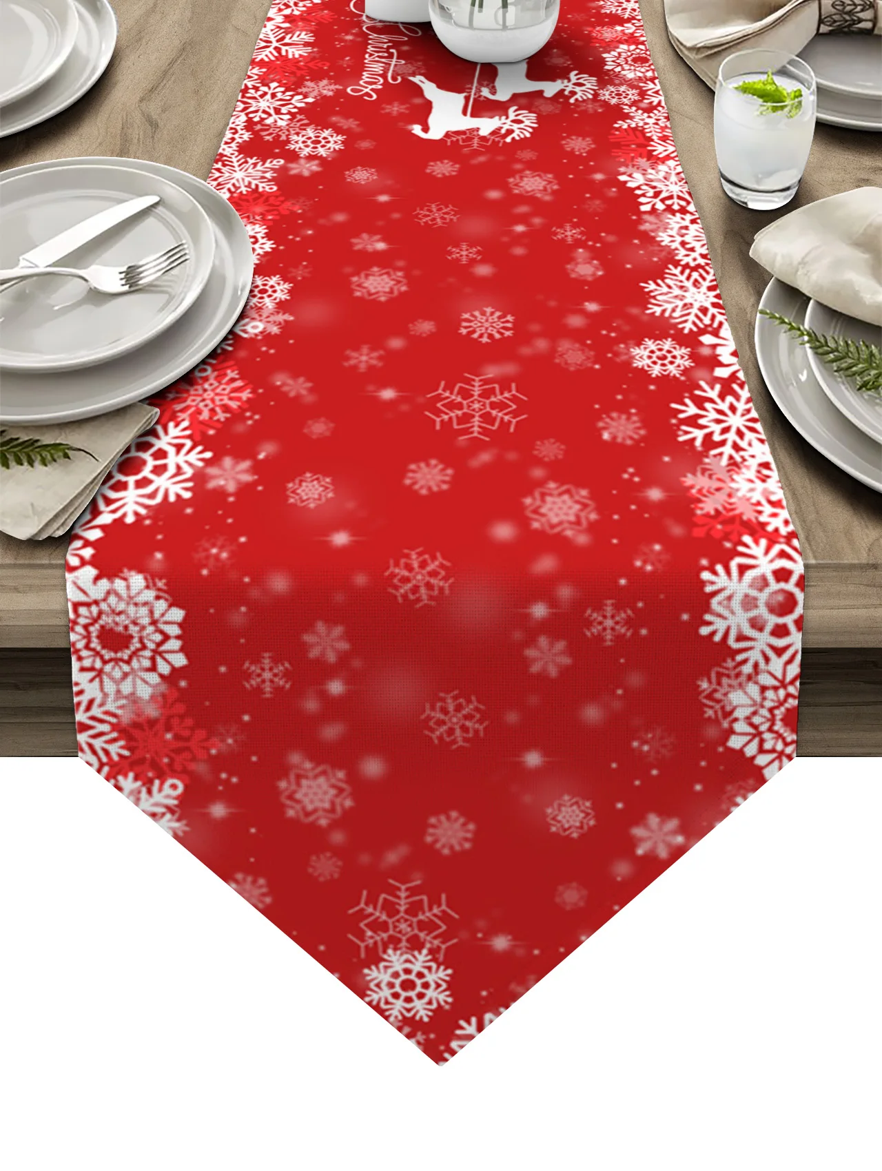 

Christmas Snowman Elk Snowflake Table Runner Christmas Dinner Party Table Runners Wedding Table Decorations Tablecloth