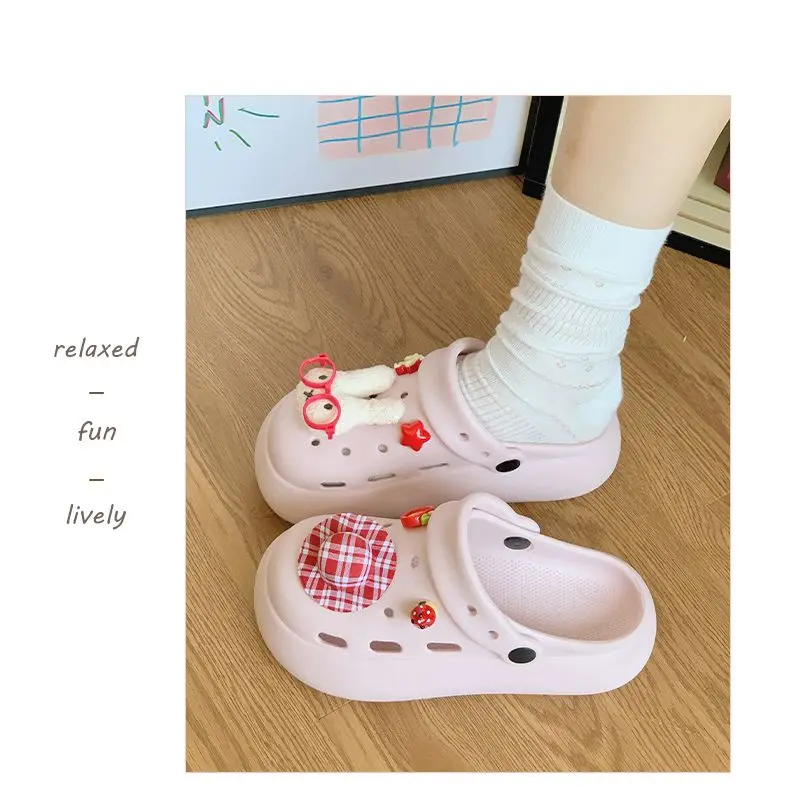 Фото Милые женские тапочки-сабо Miffy с кроликом, мультяшные, с толстой подошвой, нескользящие, с закрытым носком, пляжные, подарок на день рождения №5
