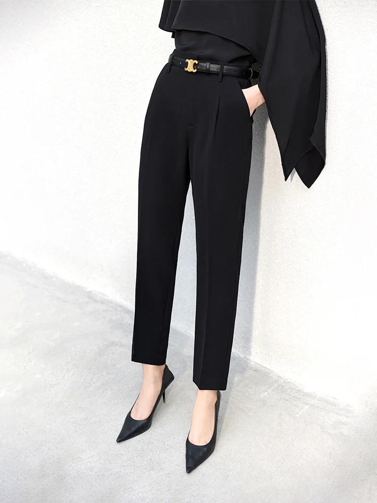 Amii Minimalism Summer Women's Pants Offical Lady Solid Straight Slim Women's Suit Pants Casual Ankle-length Trousers 12260015
