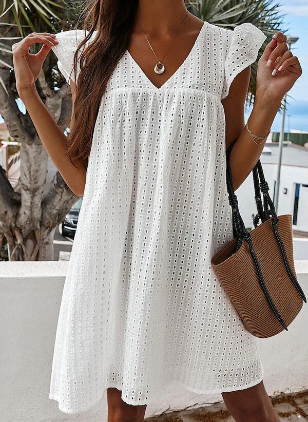 

2023 Best-Selling New European and American Summer Lace Hollowed Leisure Dress
