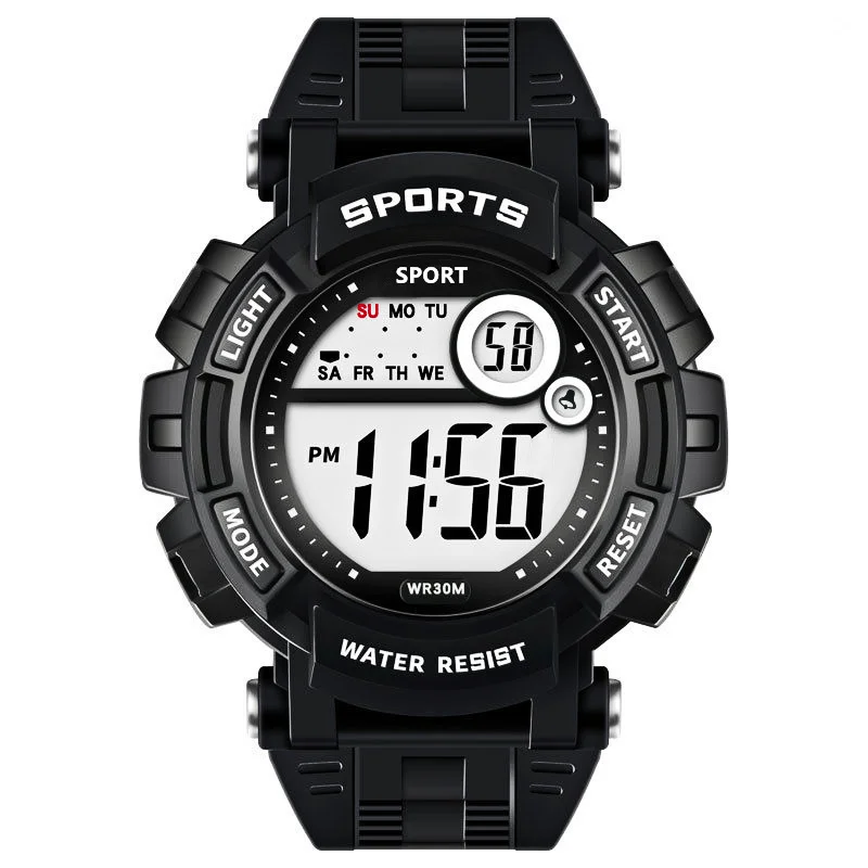 New Sports Teenagers Luminous Alarm Electronic Watch Couples Fashion Trend Watch Boys Boys Multifunctional Waterproof Wristwatch