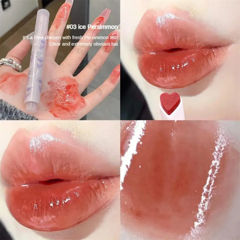 

Gegebear 6 Colors Lip Glaze Moisturizing Love Jelly Mirror Lipstick Waterproof Non-stick Cup Transparent Lip Stick Beauty Makeup