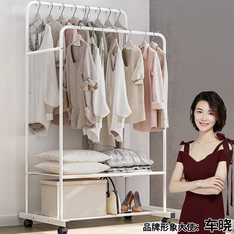 

Clothes Rack Floor-to-ceiling Folding Indoor Simple Coat Rack Balcony Hanger Double Rod Type