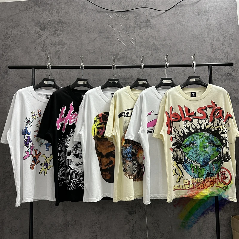 

Vintage Hellstar T Shirt For Men Women Casual High Street Oversize Top Best Quality 100% Cotton Short Sleeve Tee