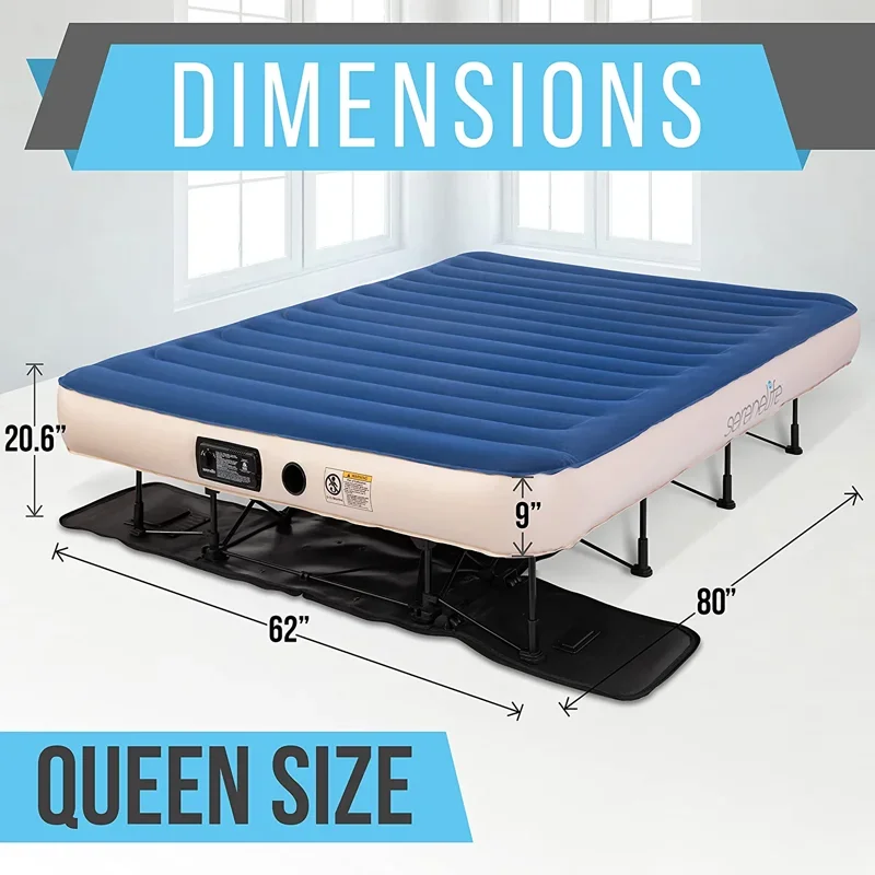

Air Mattress W/ Frame & Rolling Case, Foldable Self-Inflating Air Bed W/ ,