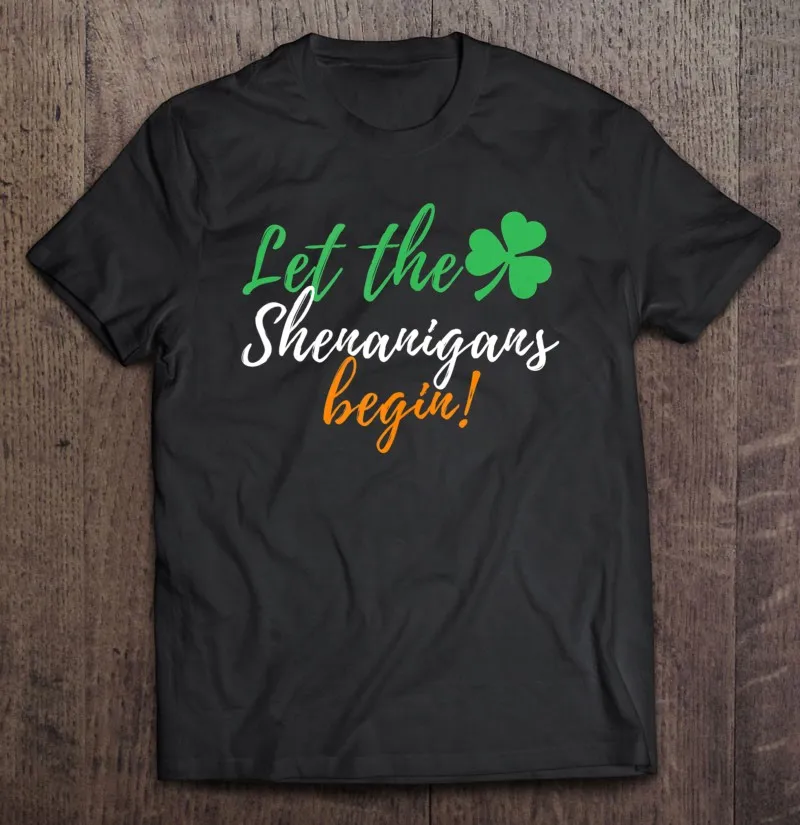 

Веселая футболка свободного кроя на День Св. Патрика с надписью «Let The Shenanigans Start», гранж, футболки с коротким рукавом, женские топы