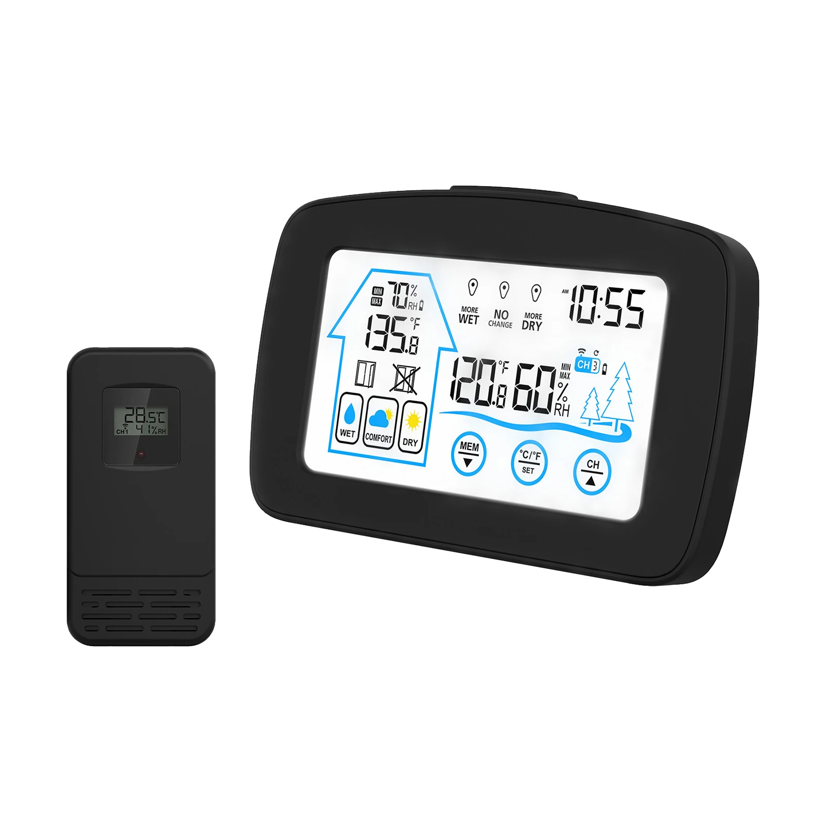 

LCD Electronic Digital Temperature Humidity Meter Indoor Outdoor Desk Electronic Hygrometer Sensor Humidity Meter Wireless
