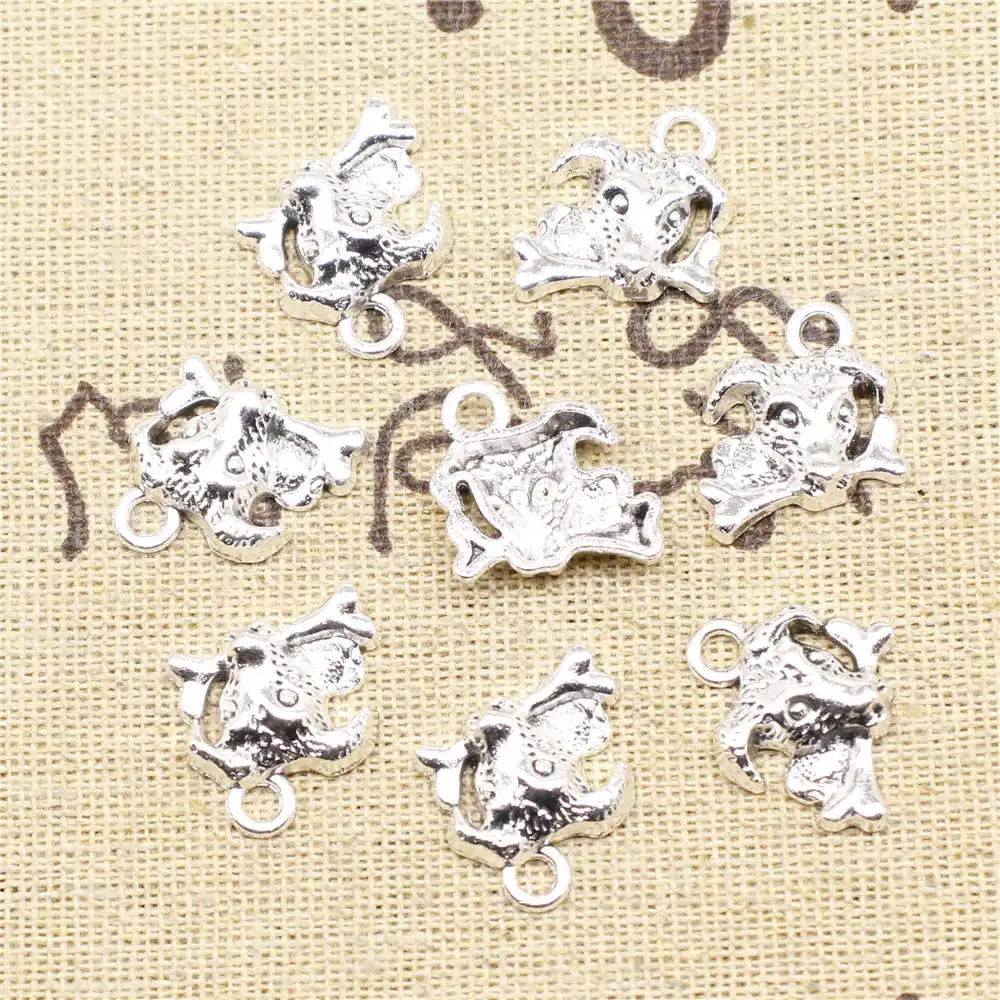 

Подвески в виде головы собаки для браслетов, подвеска «сделай сам», 16 х17 мм, античное серебро, 20 штук