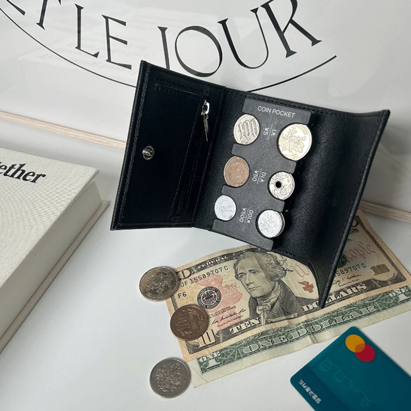 Двойной кошелек с зажимом для денег в японском и корейском стиле 2 1 мелочи