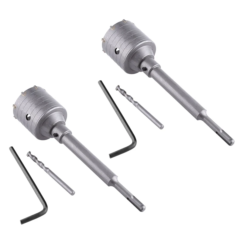 

2X SDS Plus Shank Concrete Cement Stone 65Mm Wall Hole Saw Drill Bit 200Mm Rod Mark