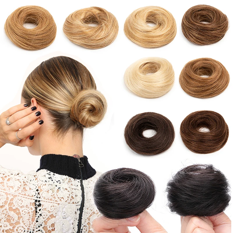 MRS HAIR человеческие волосы, булочки, шиньон, хвост, прическа, Пончик, натуральные волосы для наращивания, Гибкая эластичная лента, коричневая, ...