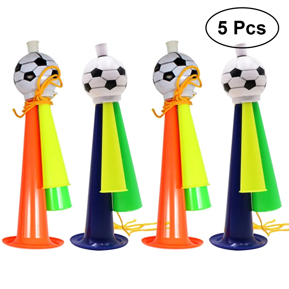 

5Pcs Football Game Speakers Football Fans Trumpet Game Party Concert Horn Plastic Ornaments Size L (Random Color)
