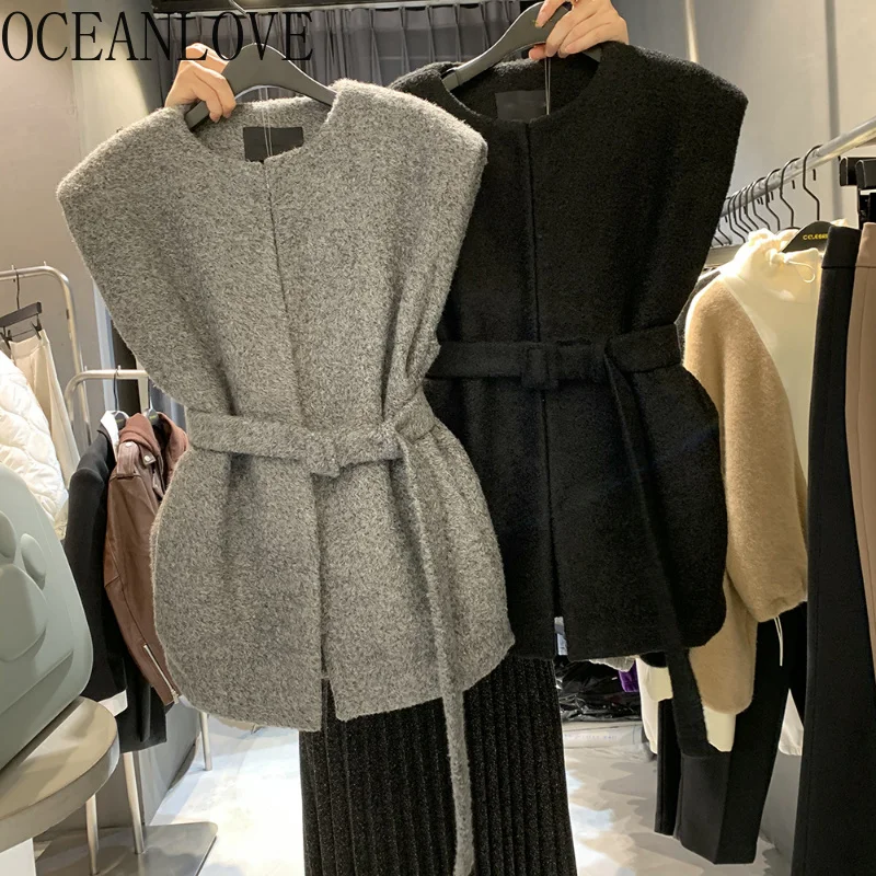 

Women Vests Solid Bandage Korean ashion Autumn Winter Slim Sweaters Vintage All Match Pull emme Hiver Tops