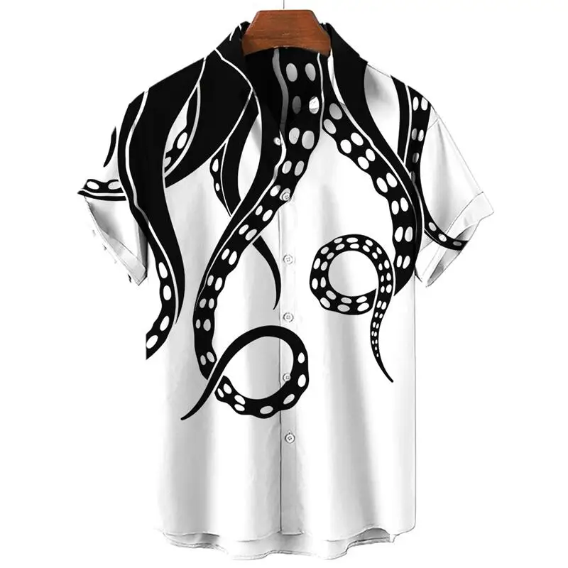 Гавайская Повседневная рубашка для рыбалки и отпуска в стиле Харадзюку