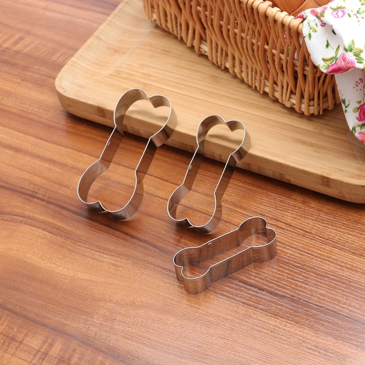 

3 Cookie DIY Bone Shaped Stainless Steel Molds Accessory for Party Home Bakery