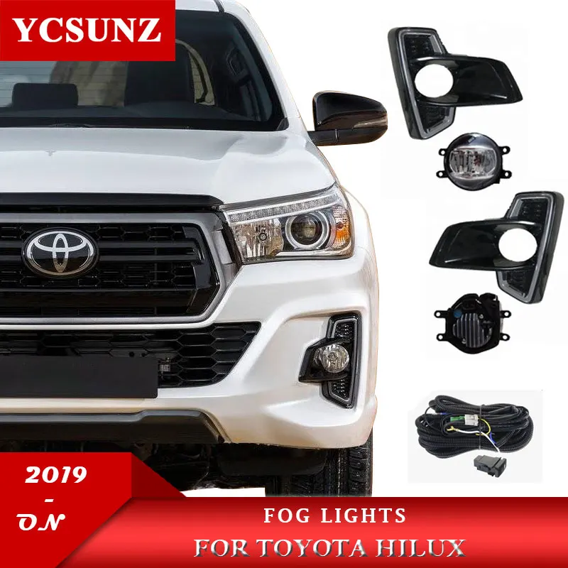 

2019-2020 Running Fog Lights For Toyota Hilux Rocco 2019 2020 Accessories LED Fog Lamp With Wire Harness Bulb Switch Replacement
