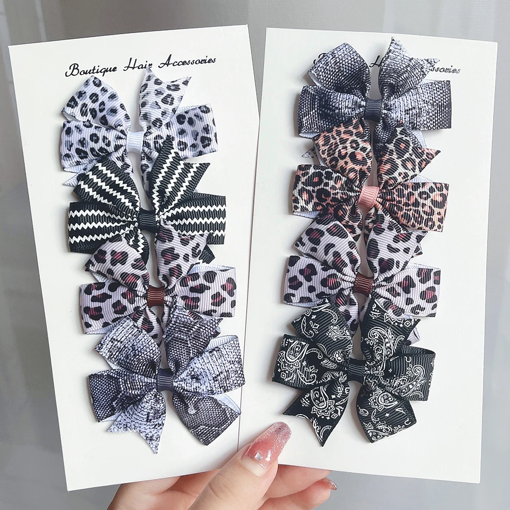 

1Piece 2.5'' Bowknot Hair Clips Leopard Striped Print for Cute Girls Bows Clip Hairpins Headwear Kids Hair Accessories Wholesale