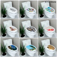 3239cm sticker wc pedestal pan cover sticker toilet stool commode sticker home decor bathroon decor 3d printed flower view