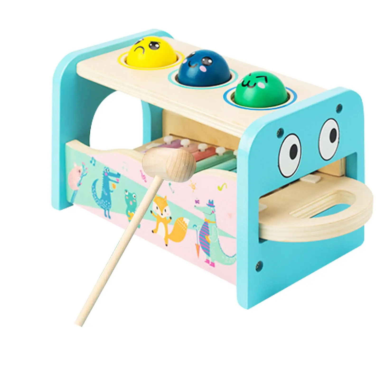 

Wooden Pound And Tap Bench Toddlers Montessori Educational Pounding Bench Toy Multifunctional Xylophone Knocking Toys Set Gifts