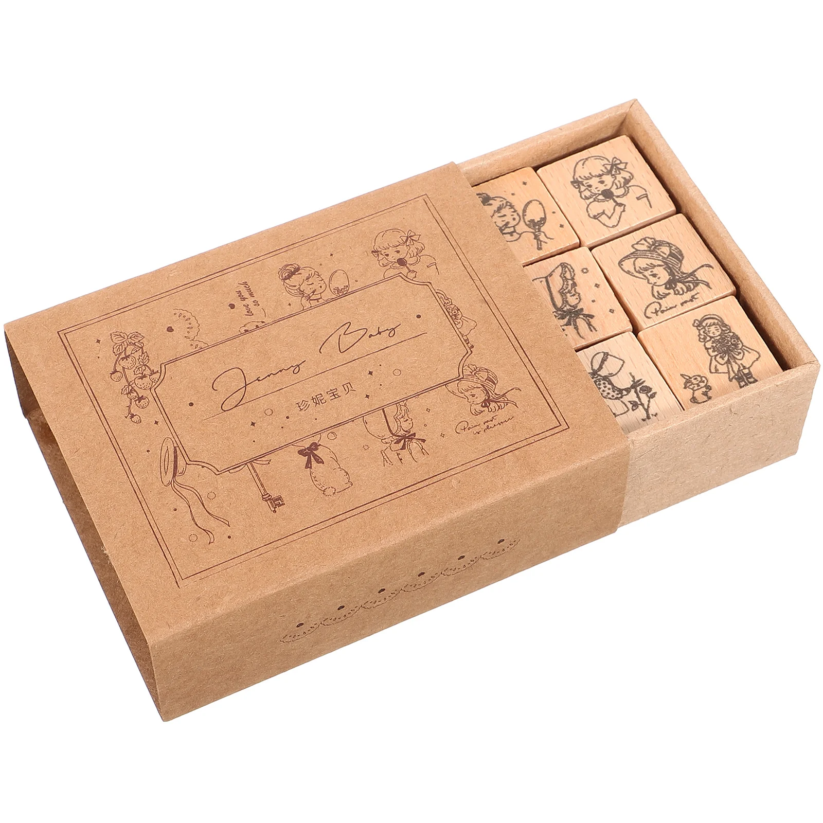

Supplies Cartoon Design Stamps Scrapbooks Small Vintage Journaling Diary DIY Retro Wood