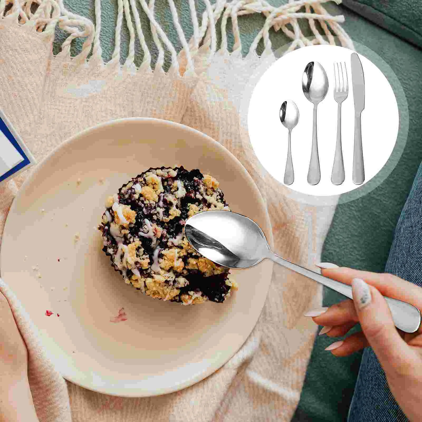 

4 PCS/Set Gifts Set Tableware Cutlery Set Steak Spoon Western Style Dinnerware Spoons Forks Set Steak Spoon Banquet Buffet