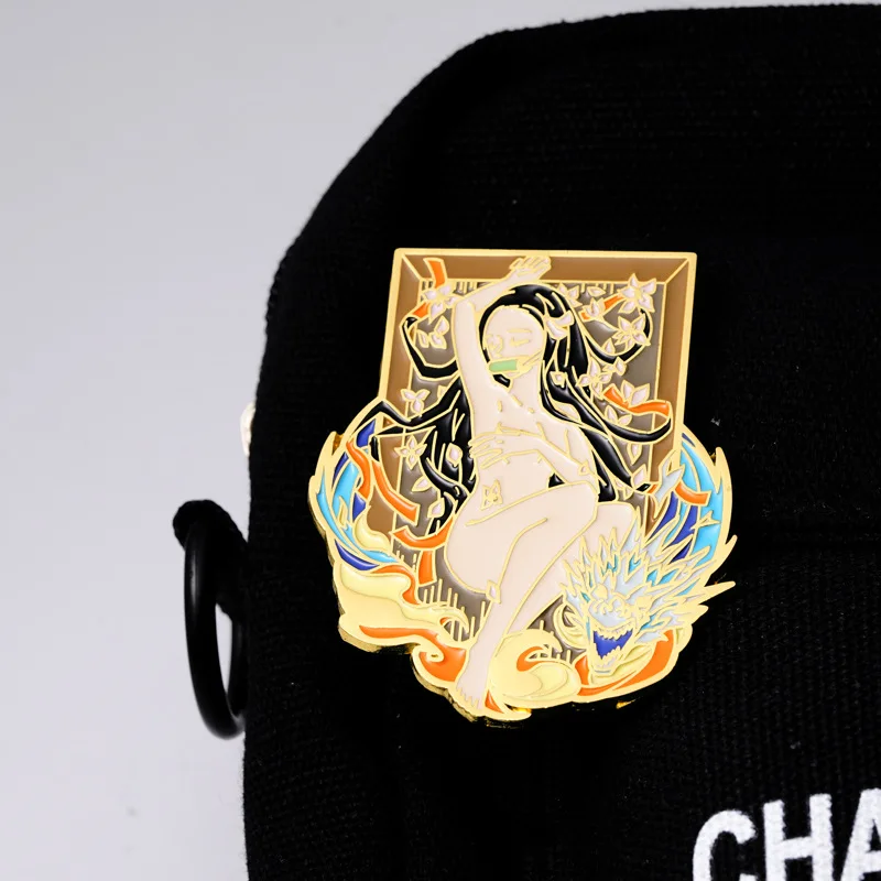 Эмалированные булавки Убийца демонов металлическая брошь с героями